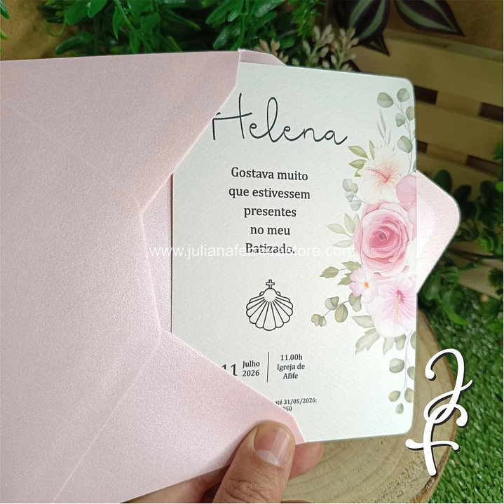 Convite Papel Flor Rosa 8
