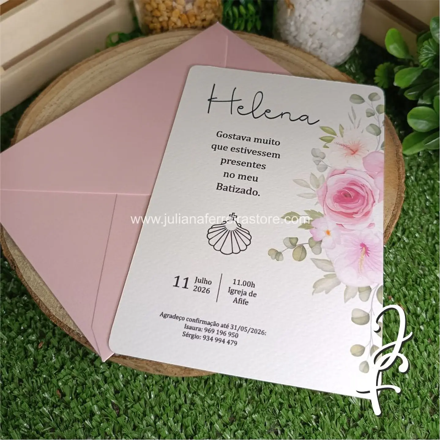 Convite Papel Flor Rosa 9