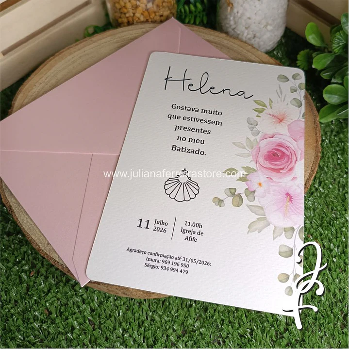 Convite Papel Flor Rosa 9