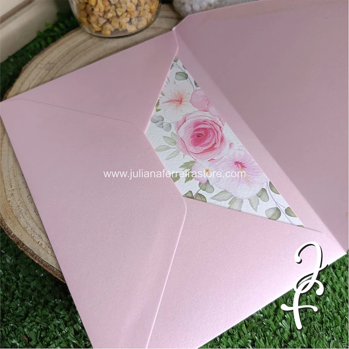 Convite Papel Flor Rosa 10