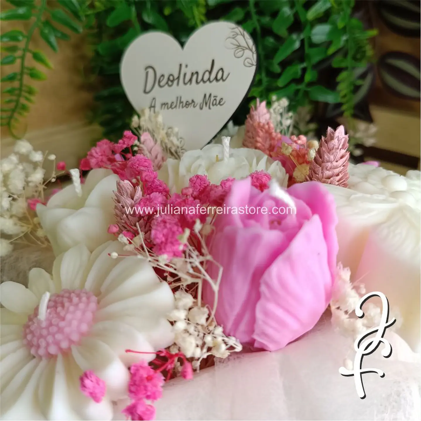 Bouquet Flores Velas Vaso Branco 4
