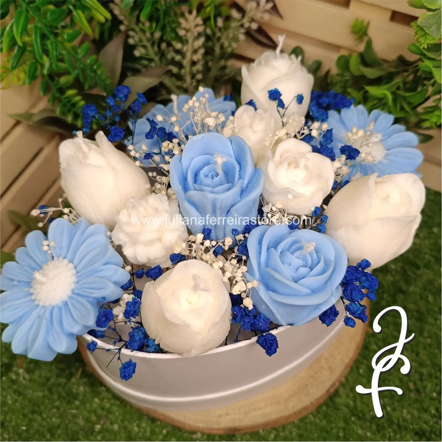 Bouquet Flores Velas Oval 20cm 4