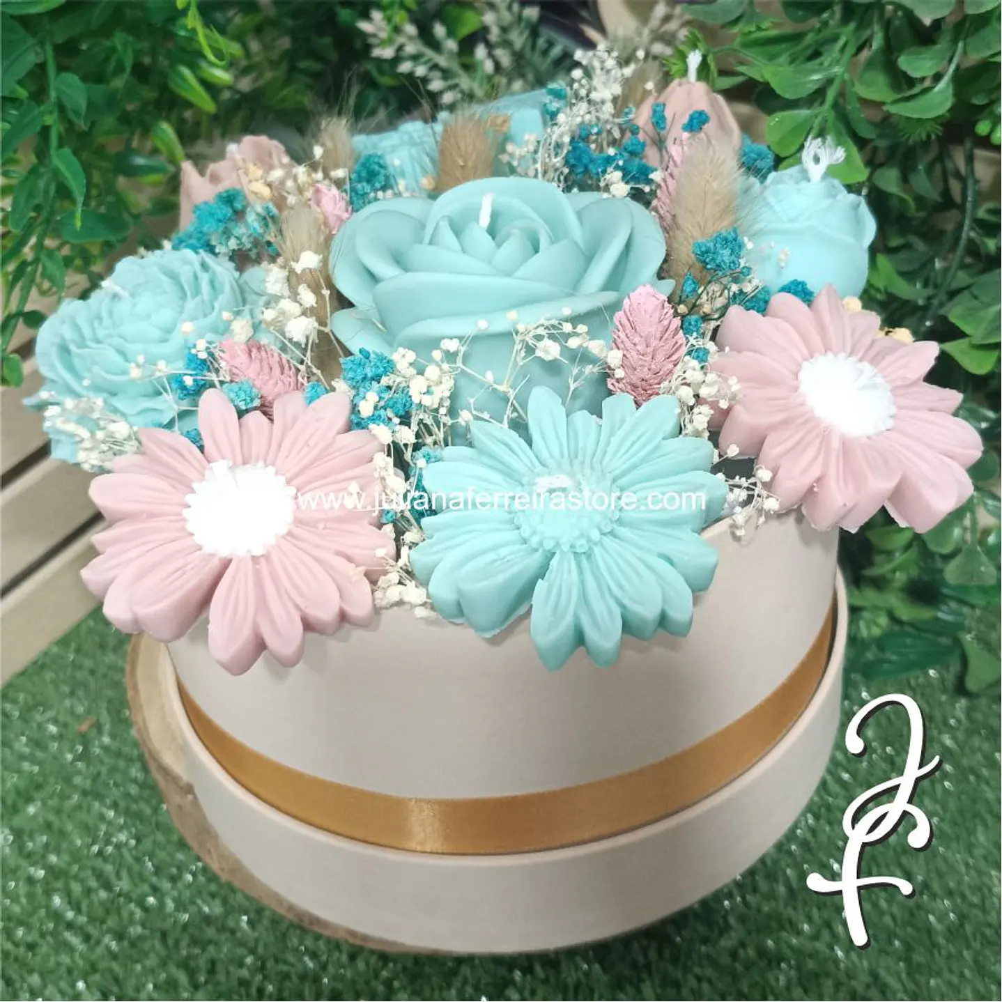 Bouquet Flores Velas Redondo 15cm 7