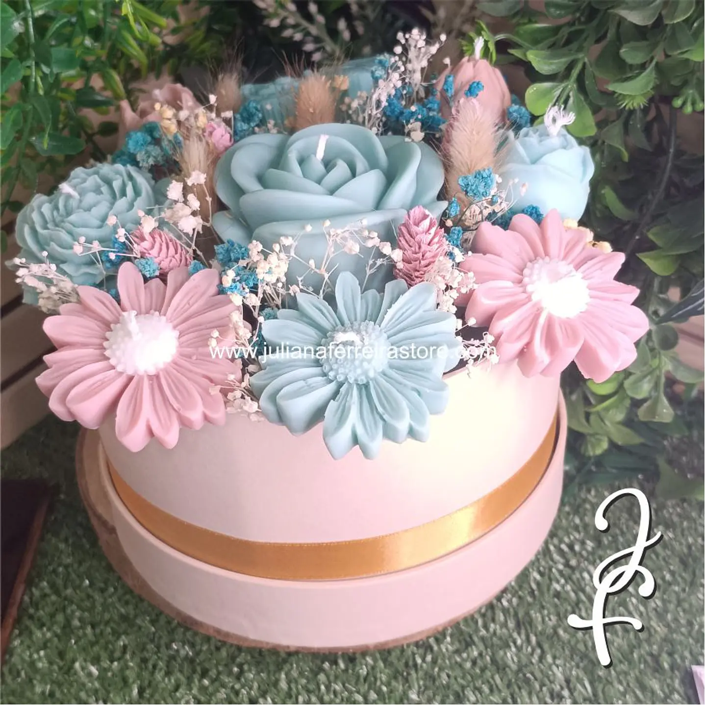 Bouquet Flores Velas Redondo 15cm 11