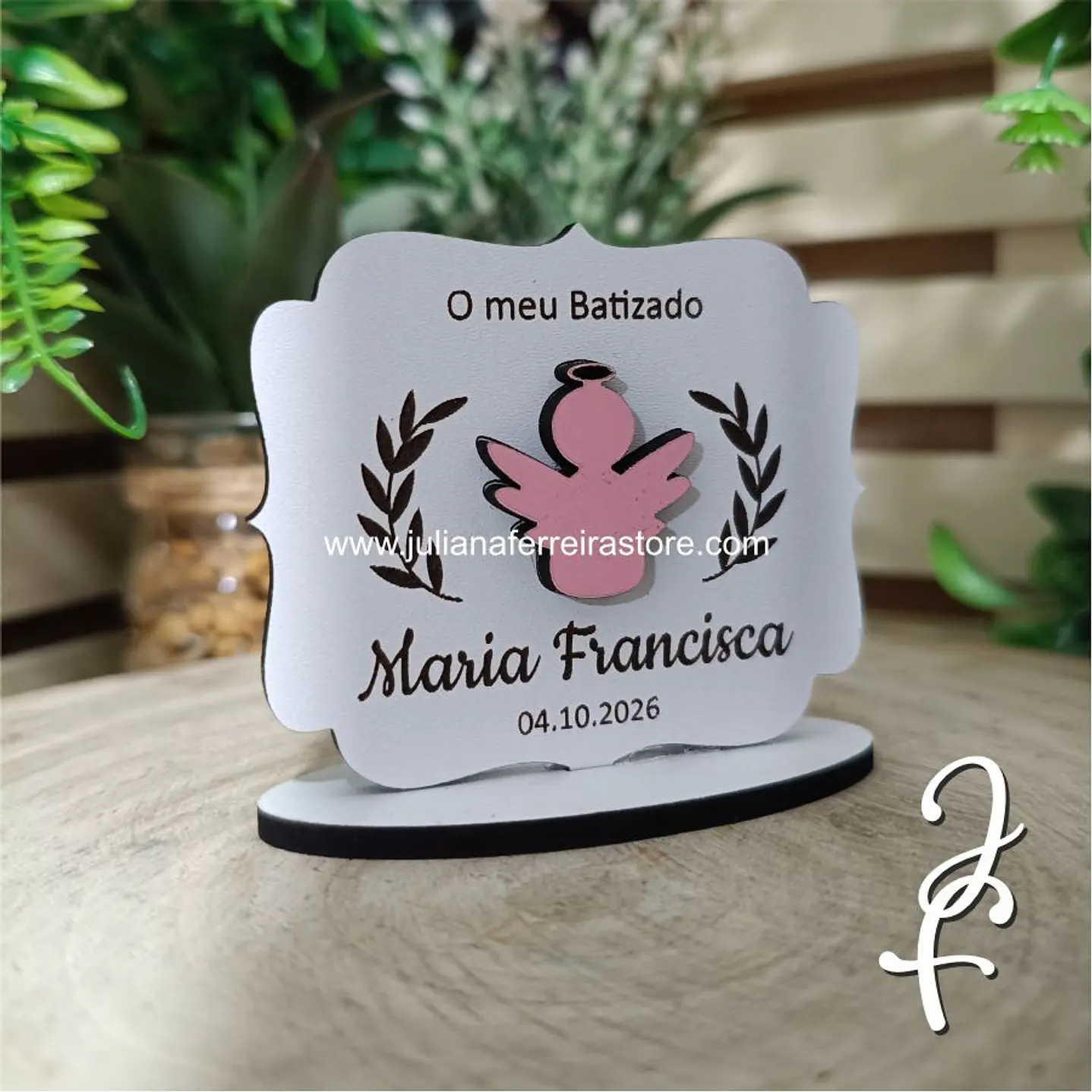 Christening Souvenir with Angel Applique 9