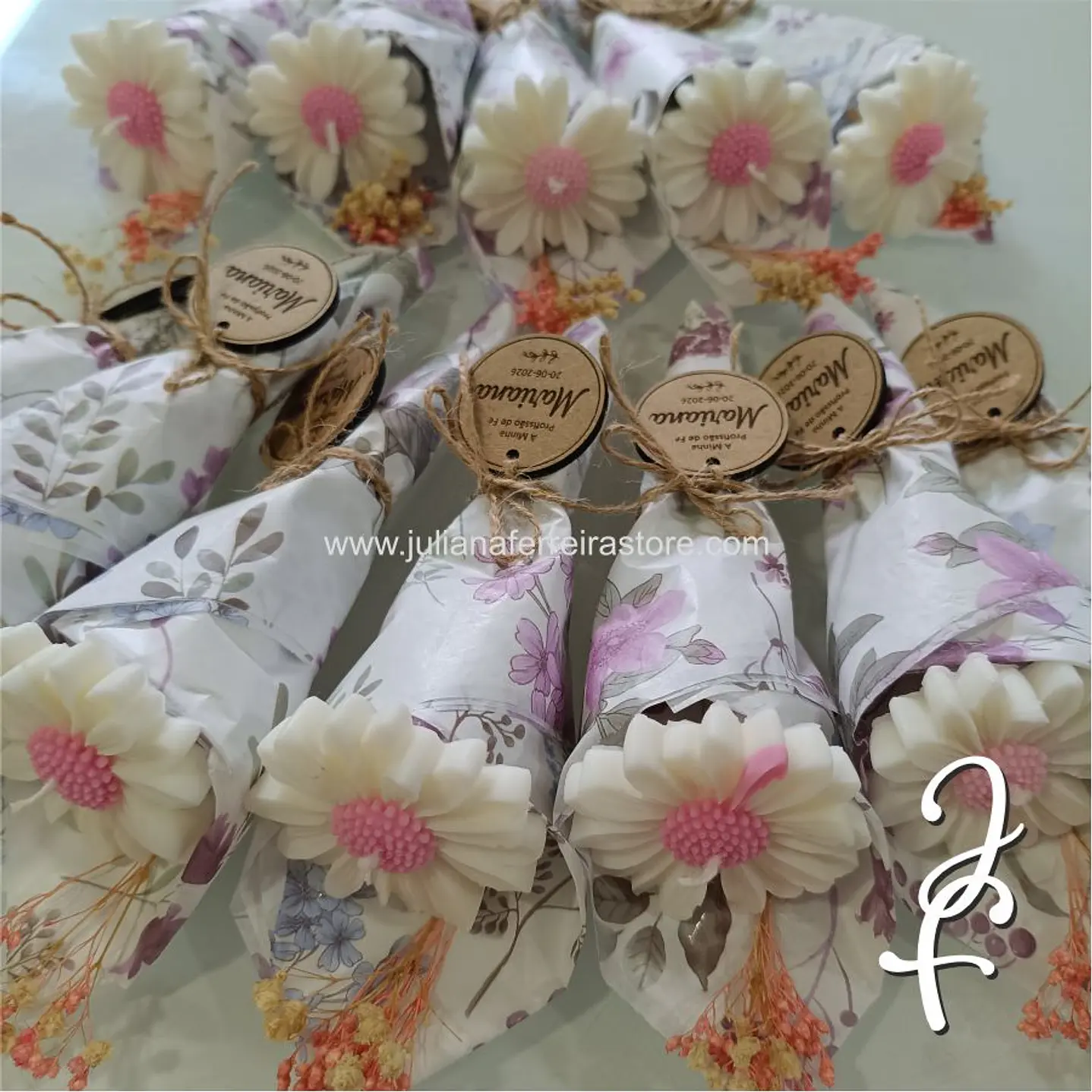 Lembrança Vela Flor Margarida Bouquet Cerimónia 2
