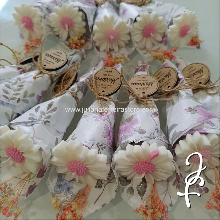 Lembrança Vela Flor Margarida Bouquet Cerimónia 2
