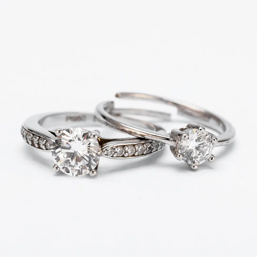 Silver & White diamond ring 1