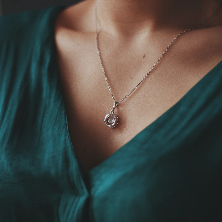 Silver necklace with diamond pendant 1