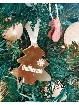 Enfeite Acrílico Rena e Pinheiro (7cm)