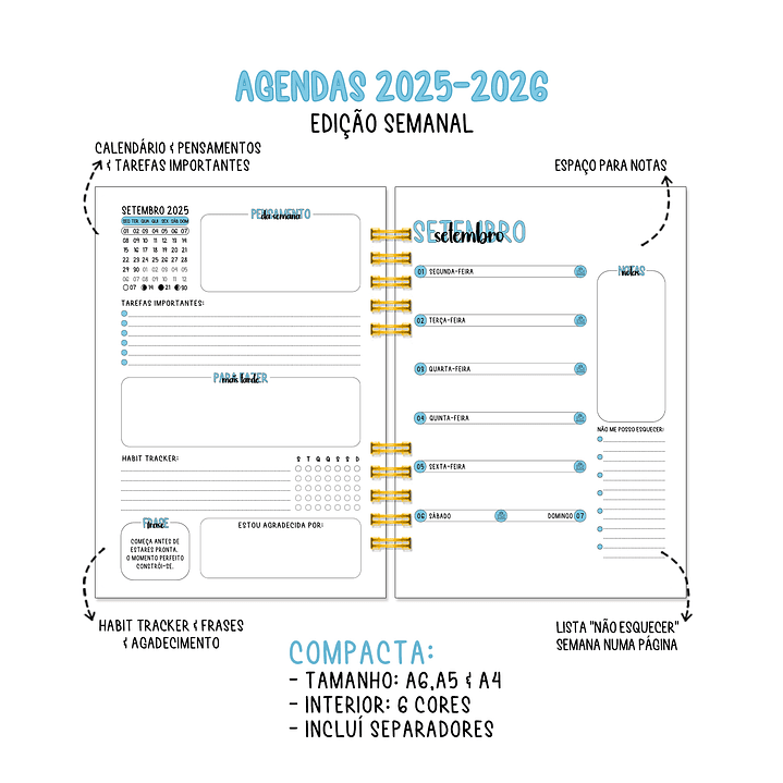 Agenda Semanal 16 Meses + Kit de Oferta 🎁 11