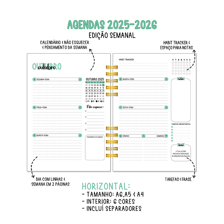 Agenda Semanal 16 Meses + Kit de Oferta 🎁 12