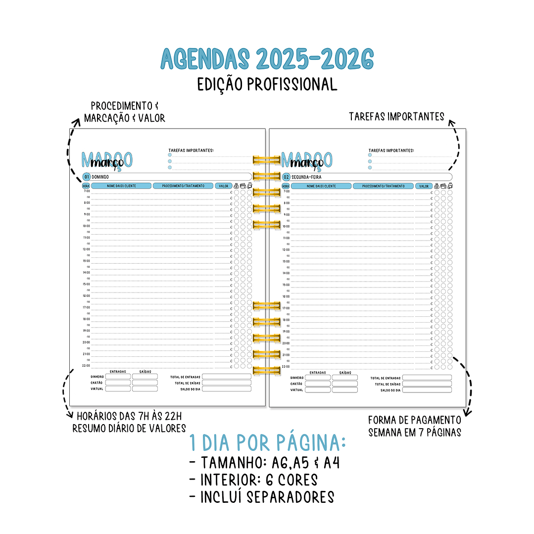 Agenda Diária Profissional 16 Meses + Kit de Oferta 🎁 9