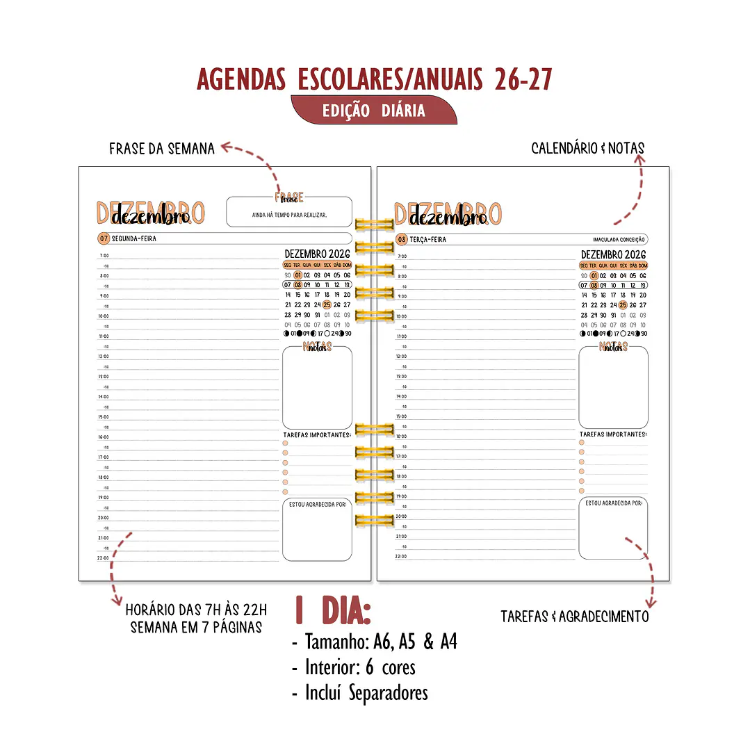 Agenda Anual Diária 2027 ✨ Pré-Venda | Inclui Kit Oferta Exclusivo 🍑 11