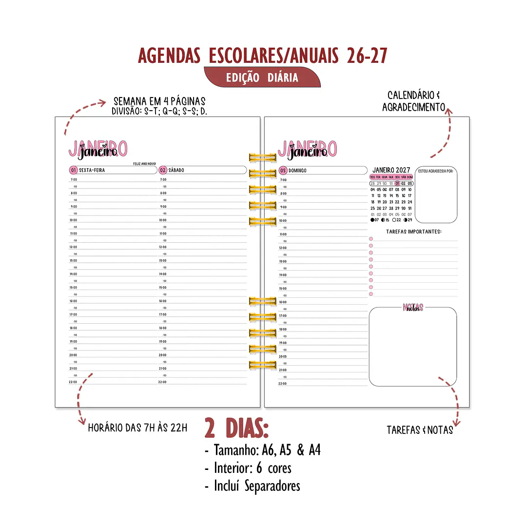 Agenda Diária 16 Meses ✨ Pré-Venda | Inclui Kit Oferta Exclusivo 🍑 10