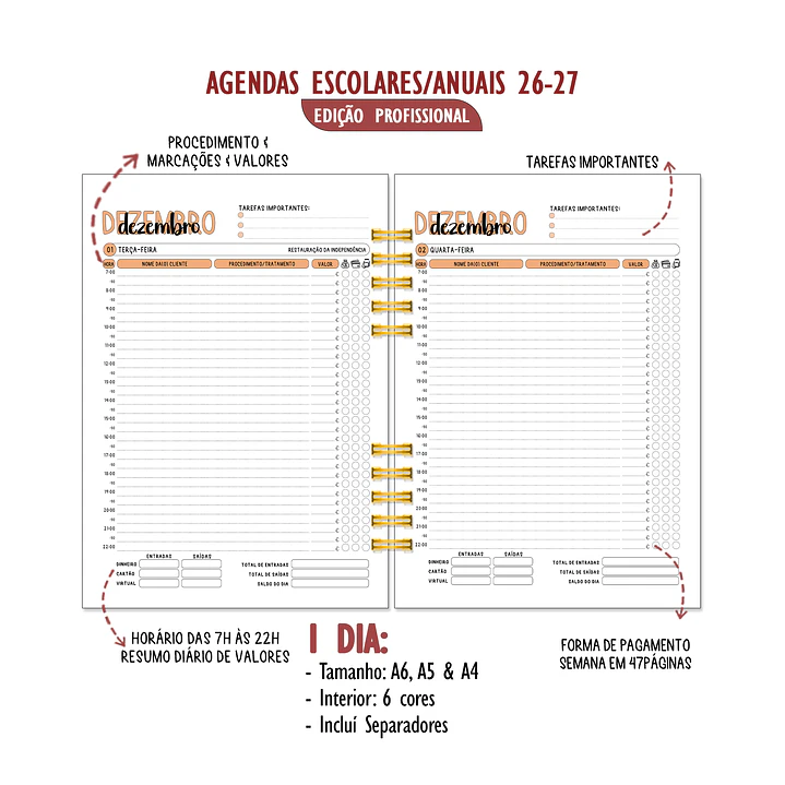 Agenda Profissional Diária 2027 ✨ Pré-Venda | Inclui Kit Oferta Exclusivo 🍑 11