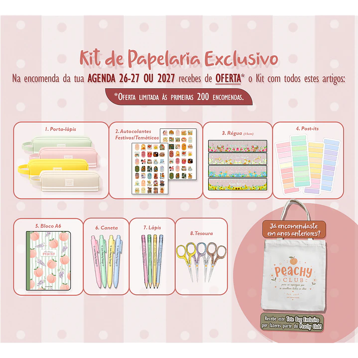 Agenda Professora 2026-2027 ✨ Pré-Venda | Inclui Kit Oferta Exclusivo 🍑 2