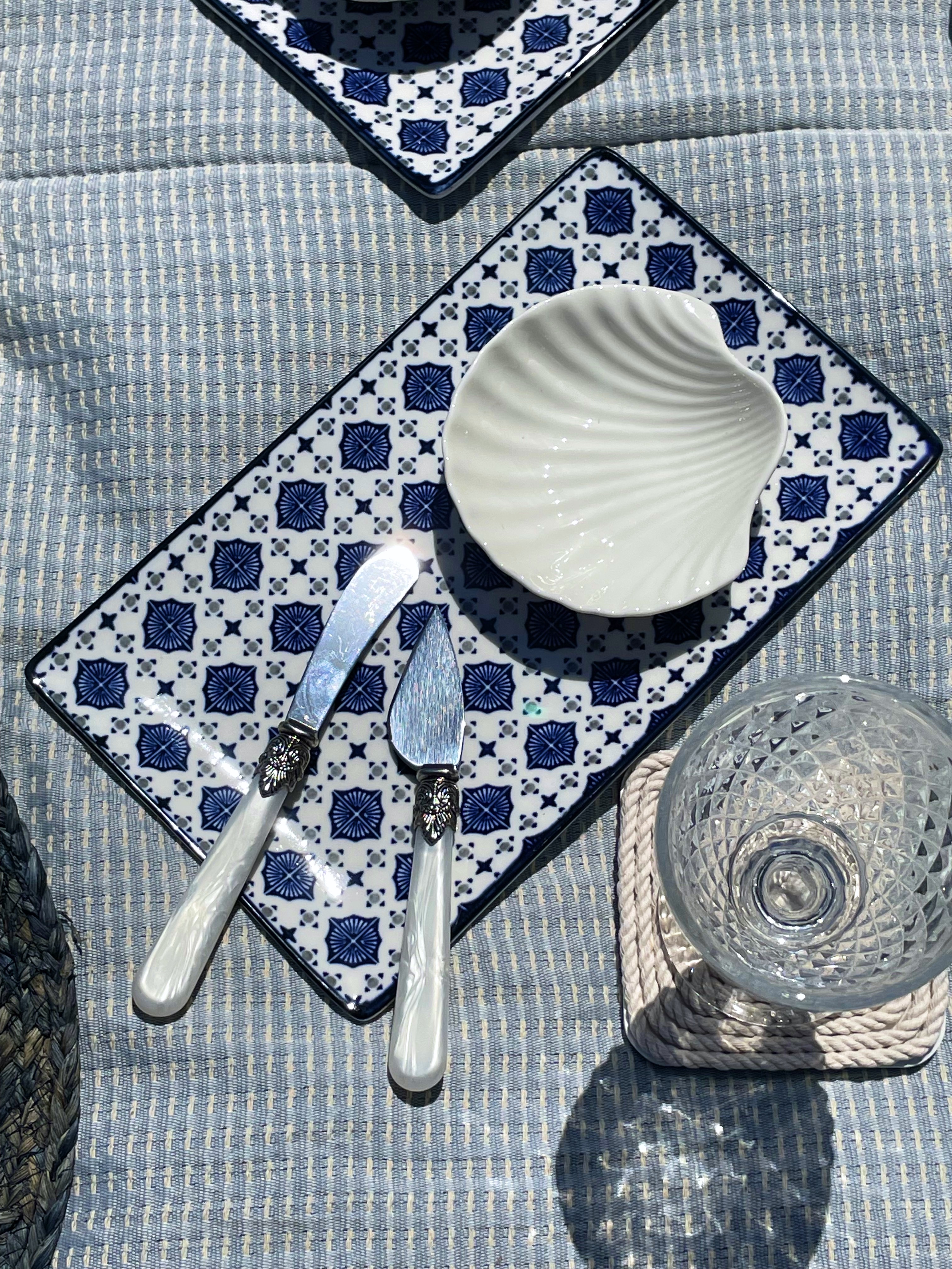 Bandeja Azulejo Azul con Blanco