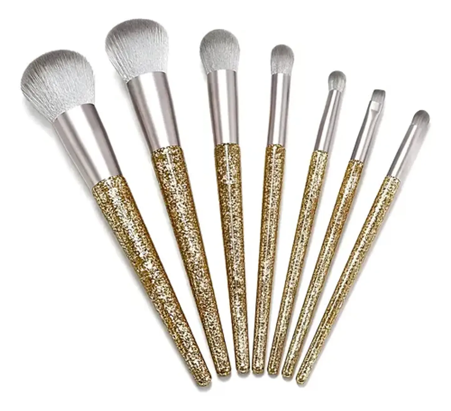 Set 7 Brochas Maquillaje Profesional Glitter Dorado 1