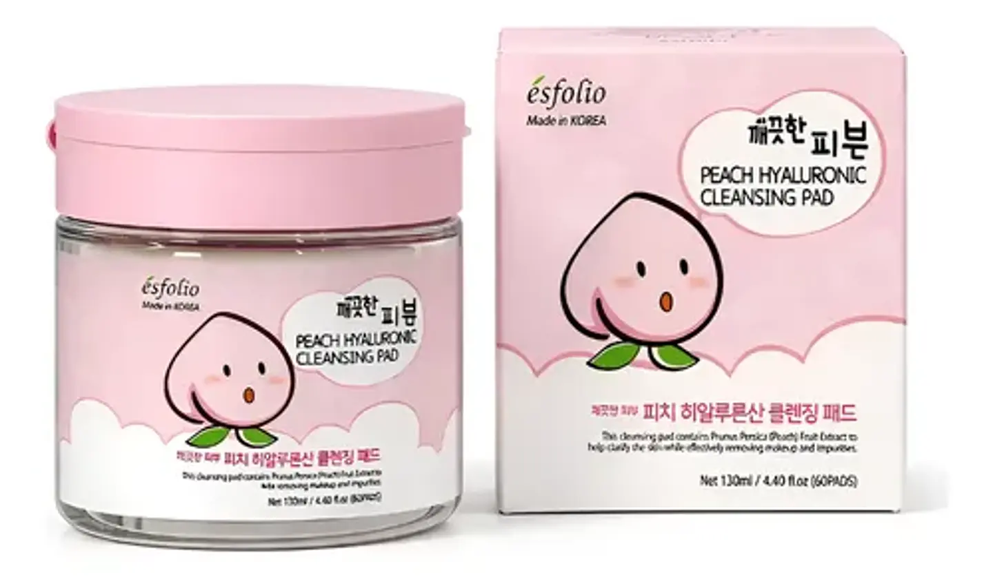 Esfolio Peach Hyaluronic Cleansing Pad 130ml 60 Unidades 1