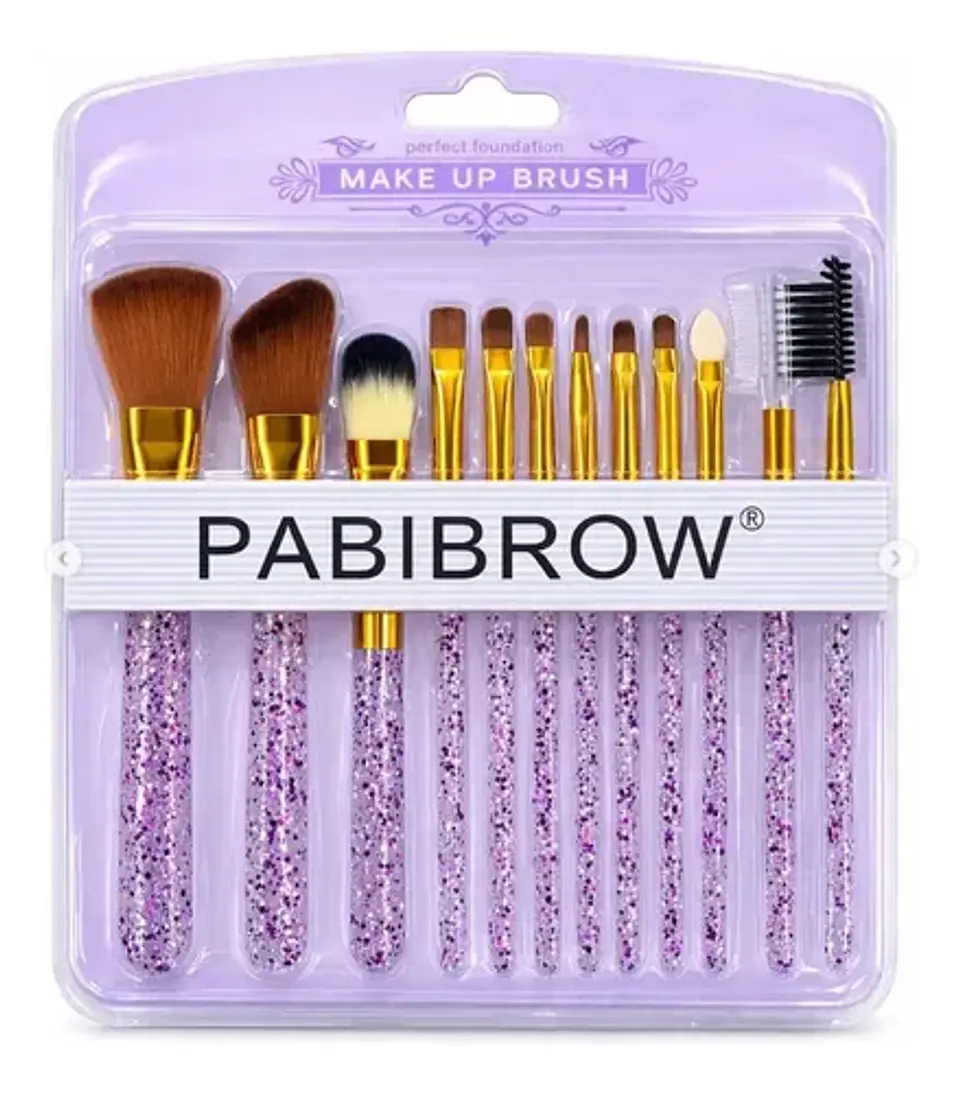 Juego De 12 Brochas De Maquillaje Glitter 1