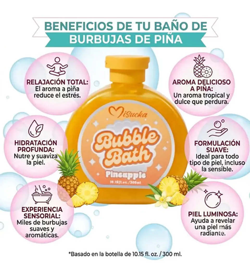 Misucka Espuma Baño Hidratante Perfumada Bubble Bath 300ml Piña 3
