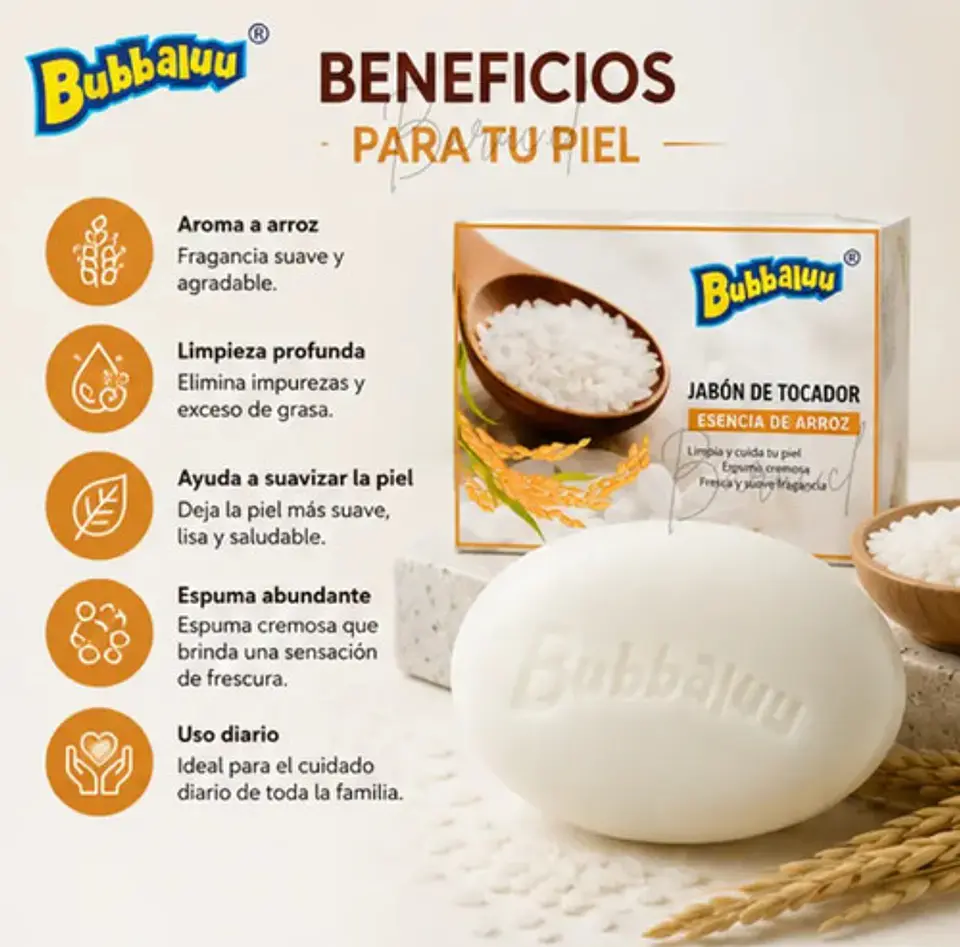Jabón Aclarante Ubbaluu Esencia De Arroz Blanco 100gr 3