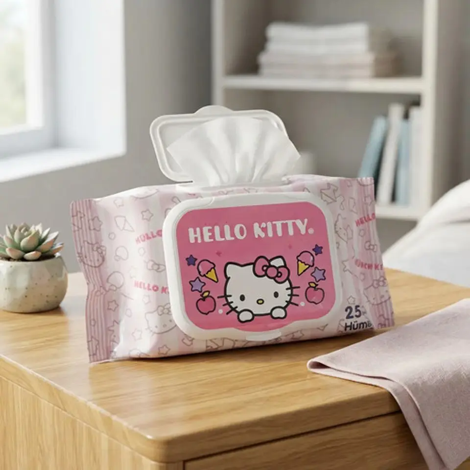 Toallitas Húmedas Hello Kitty Rosadas 25 Unidades 2