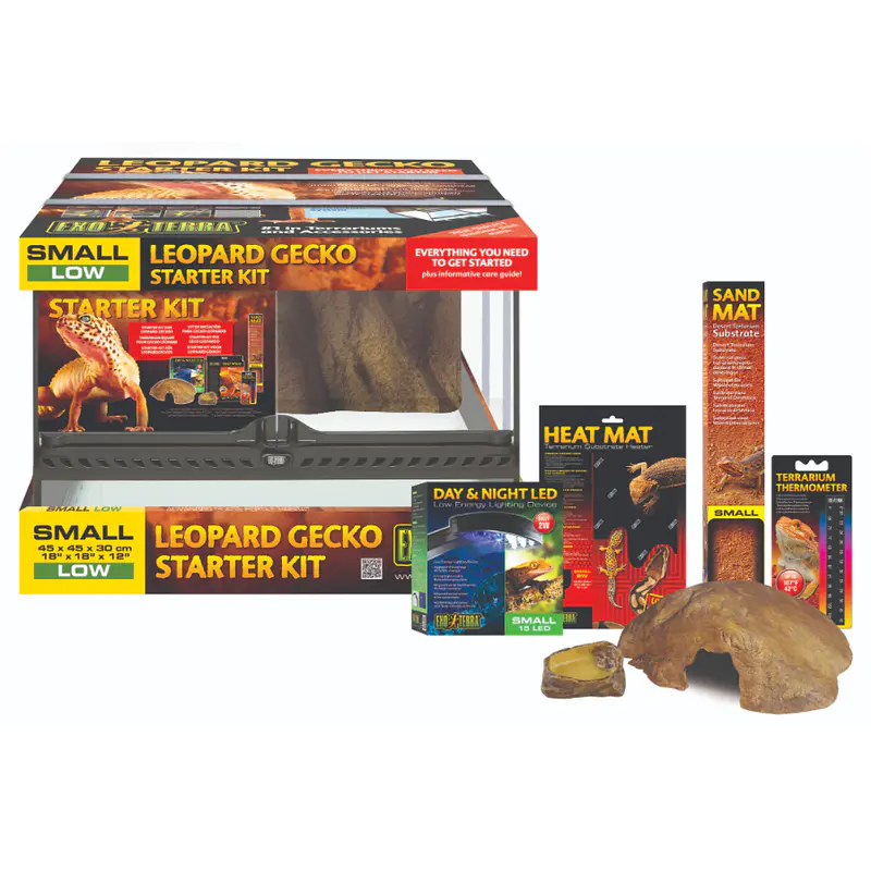 Kit Exo Terra para gecko leopardo con terrario de vidrio y accesorios
