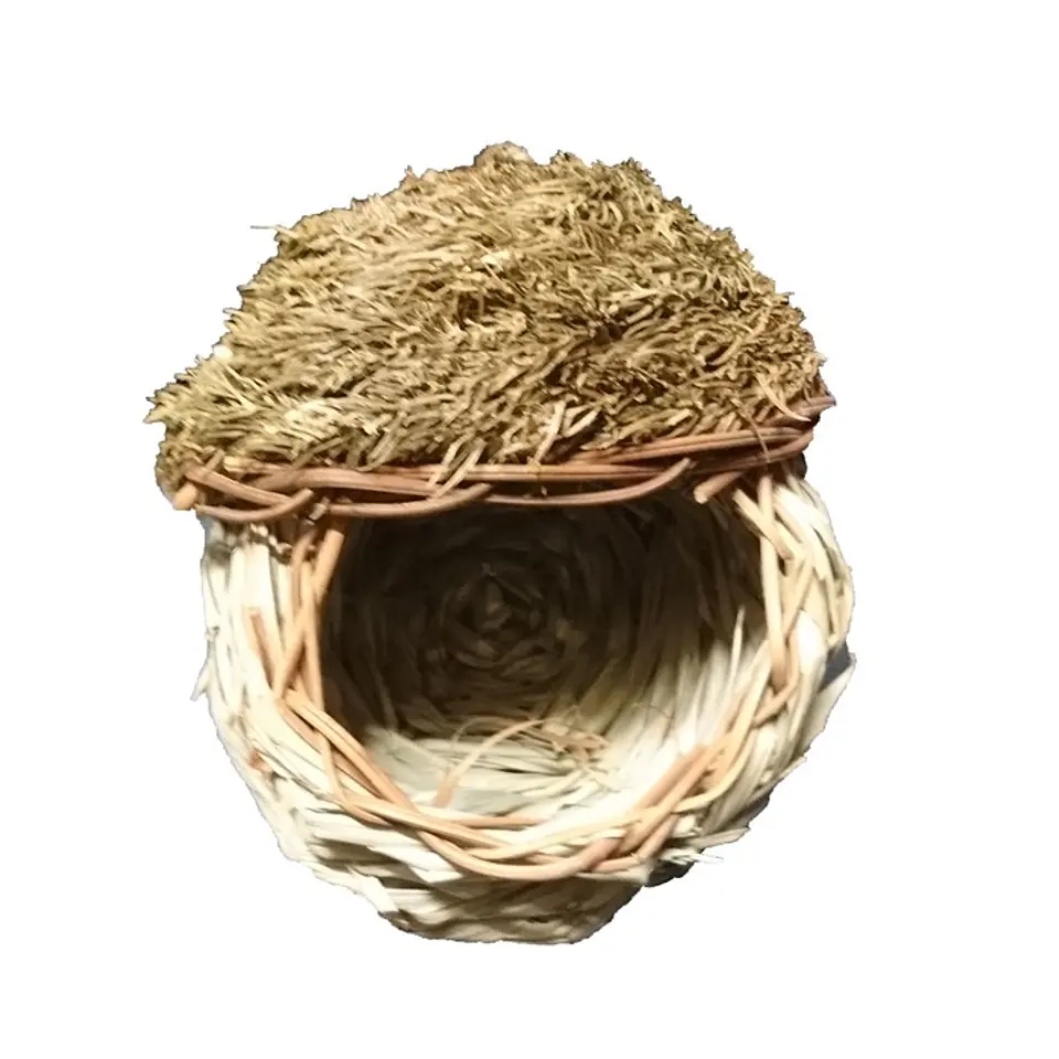 Nido para aves de totora y fibra vegetal 1