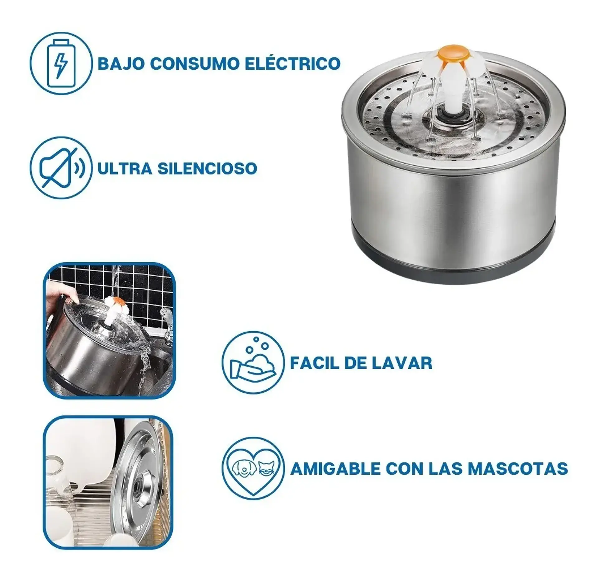 Fuente Bebedero Inoxidable 2.5 litros 4