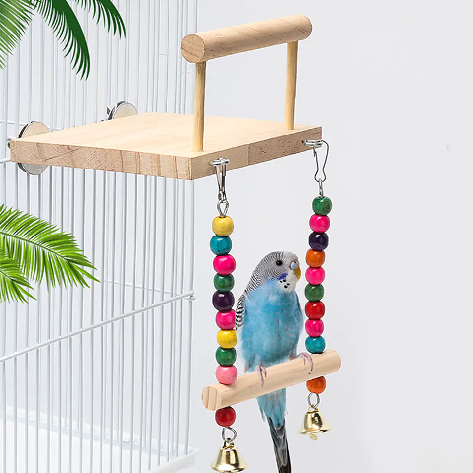 Repisa con Columpio para aves 4