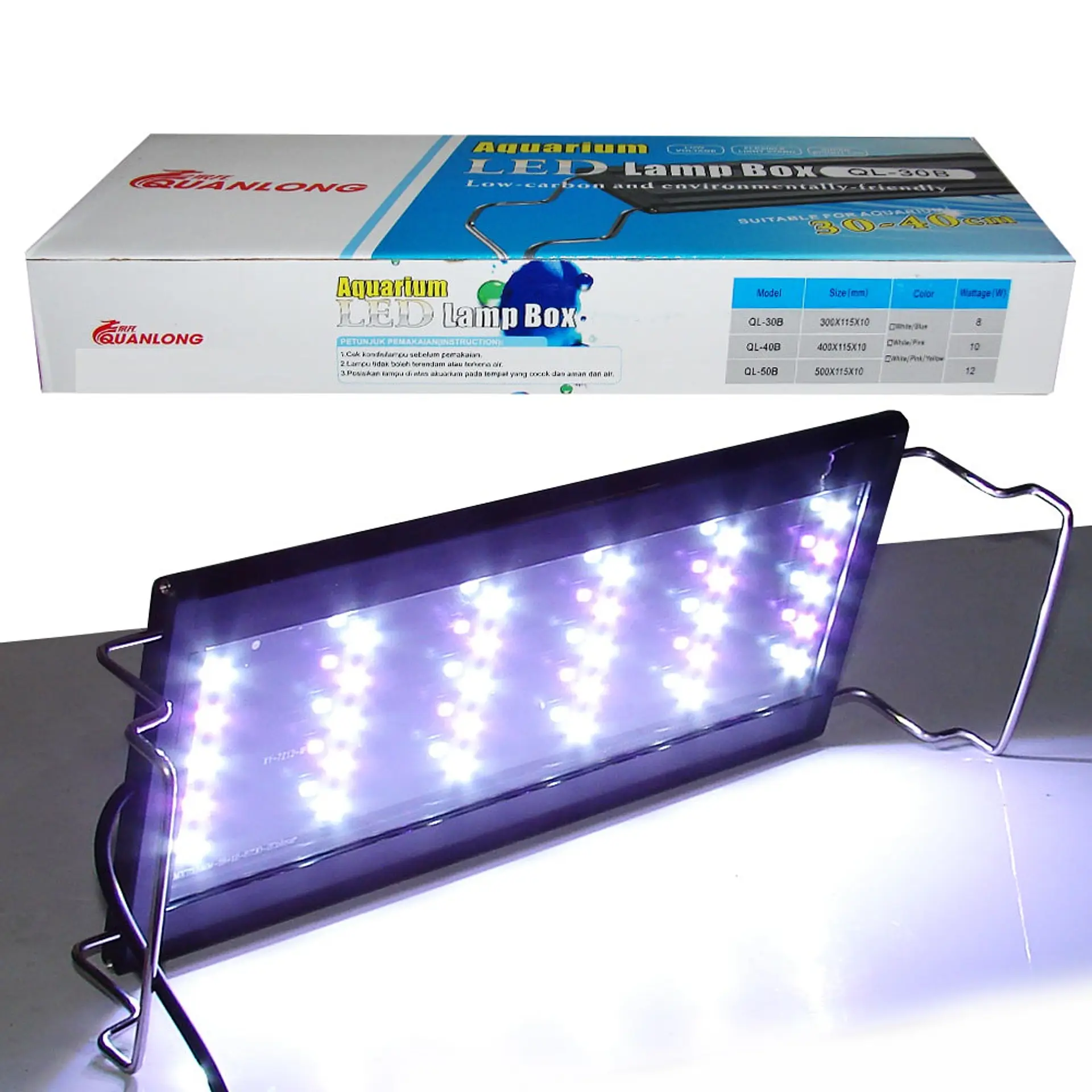 Lampara Led acuario Quanlong Blanco-Azul QL-B 2