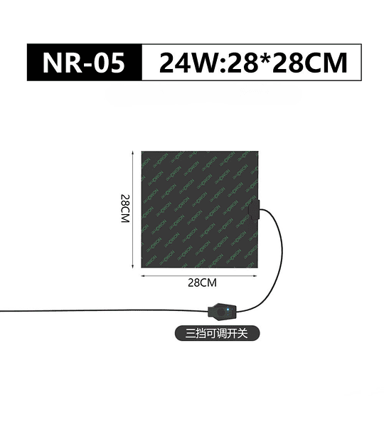 Placa calefactora  24 watt 28x28cm ajustable 3 temperaturas