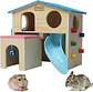 Escondite madera hamster con escalera y tobogan - Miniatura 1