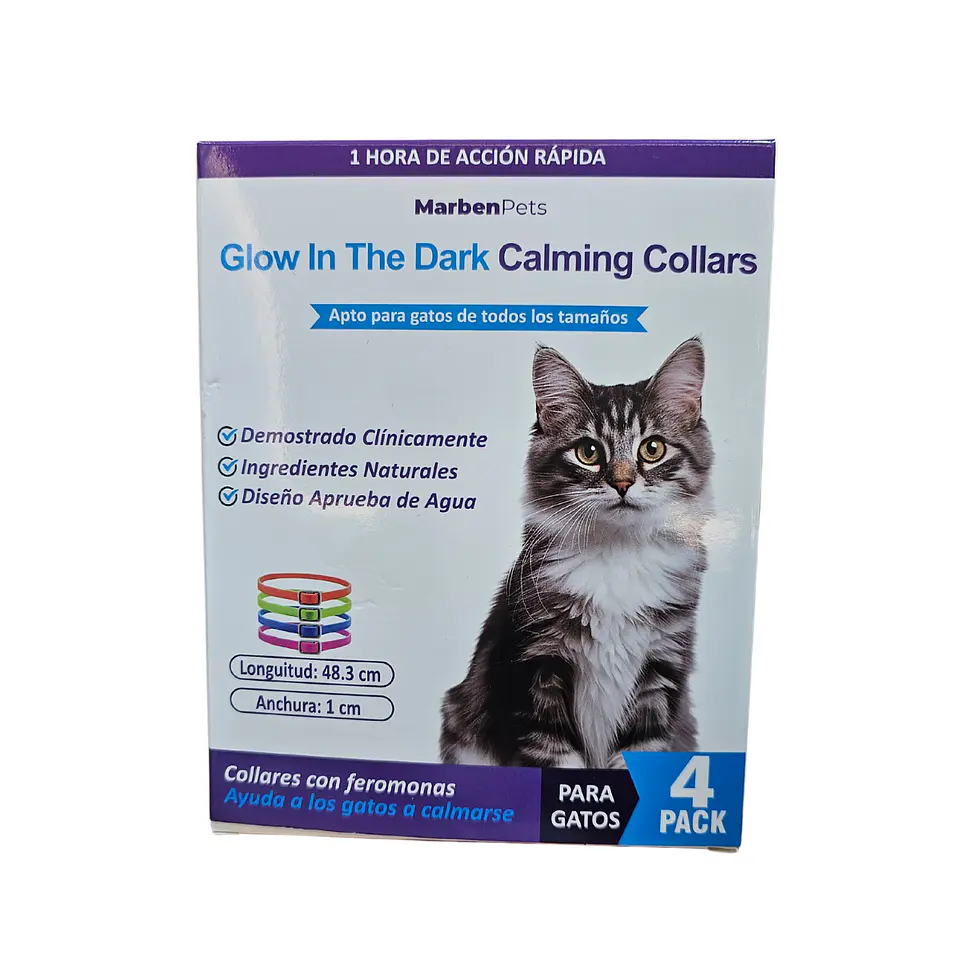 Set 4 Collares calmantes gato brillan en la oscuridad 1