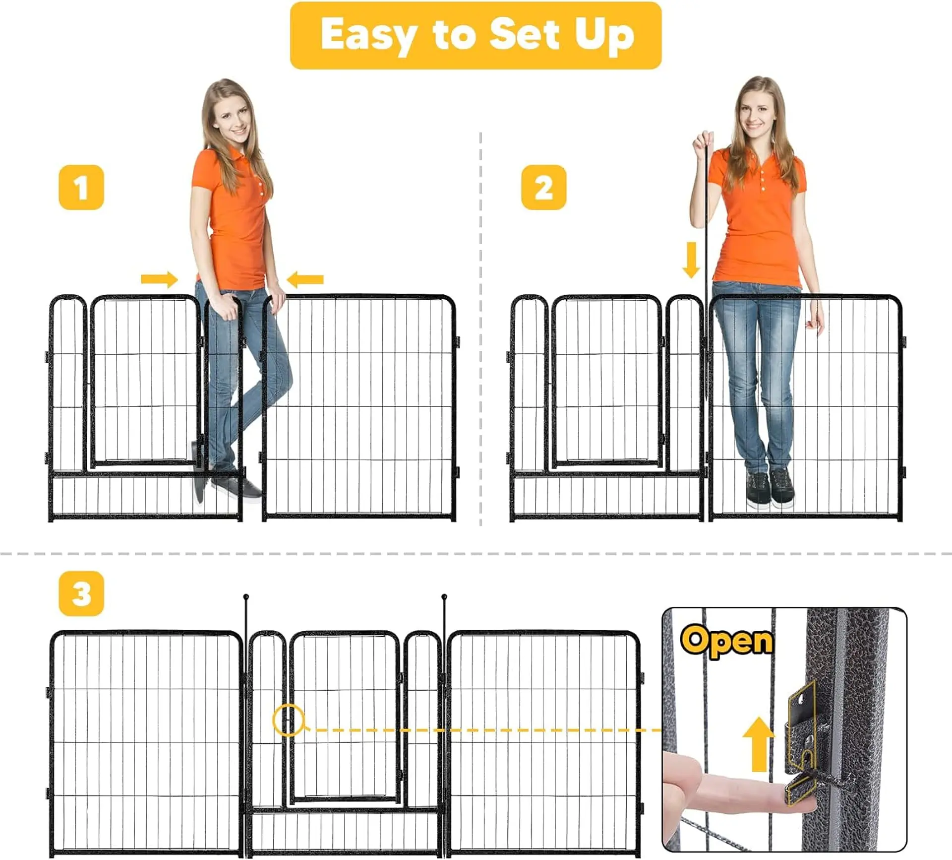 Corral plegable de acero 6 piezas 90*100 cm 8