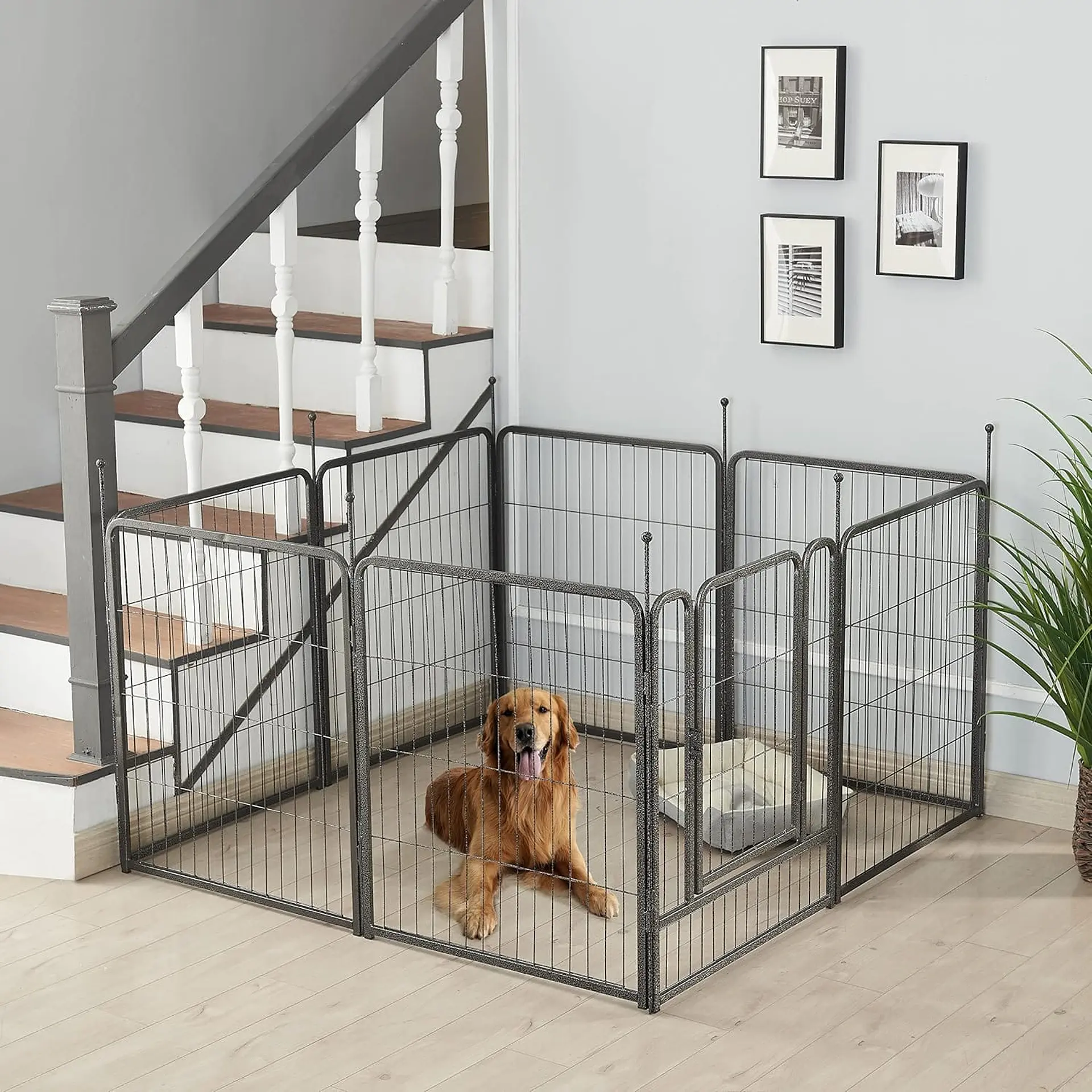 Corral plegable de acero 6 piezas 100*120 cm 2