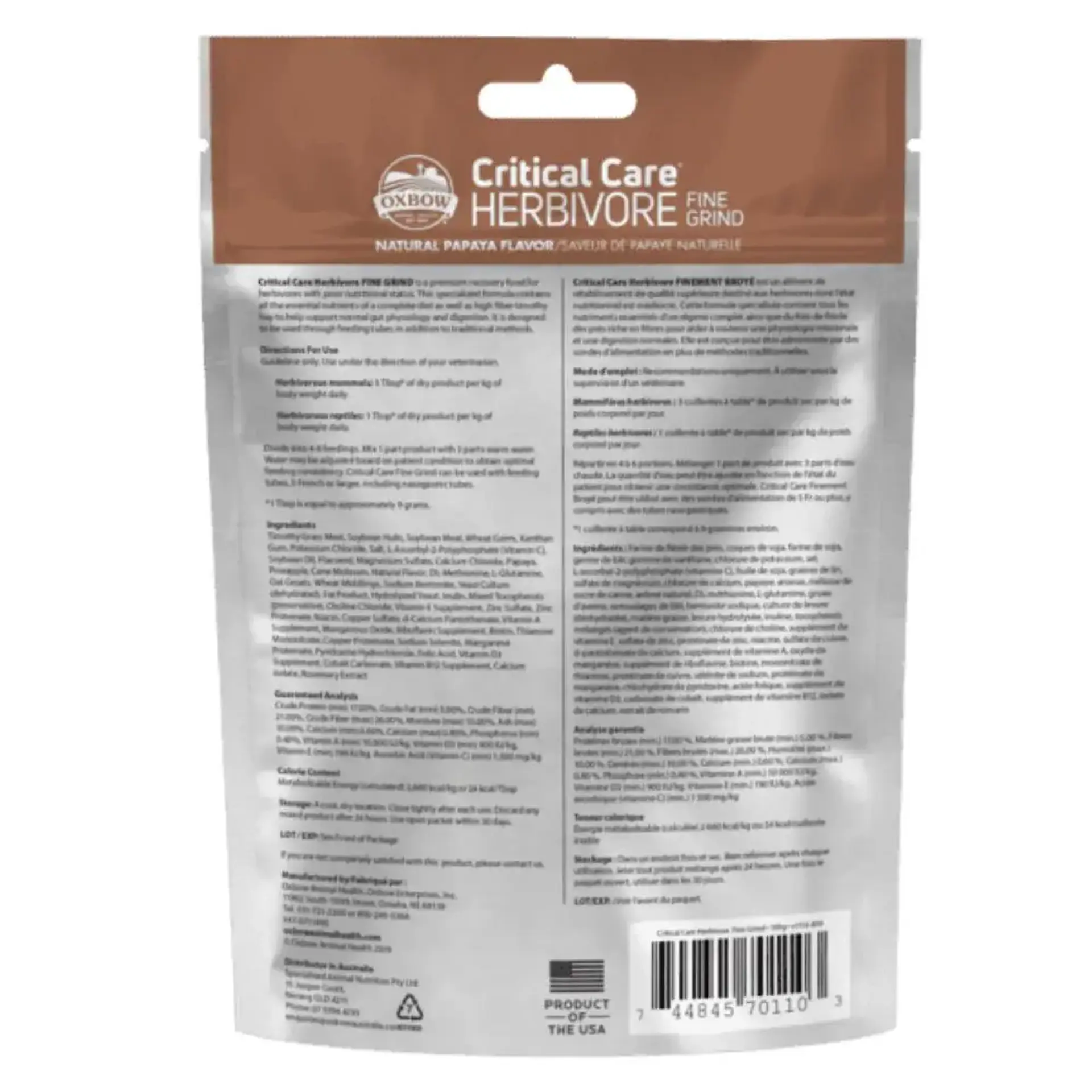 Critical Care Herbivoros Fine Grind 100 Gramos 2