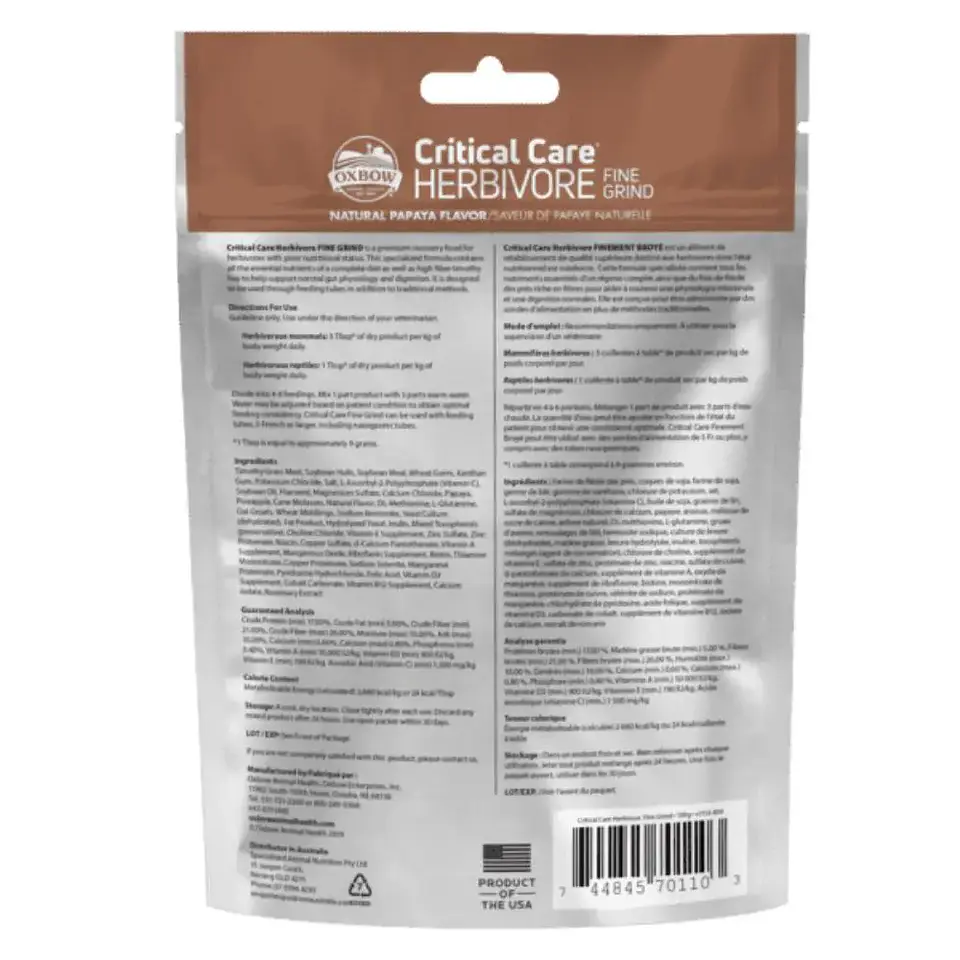 Critical Care Herbivoros Fine Grind 100 Gramos 2