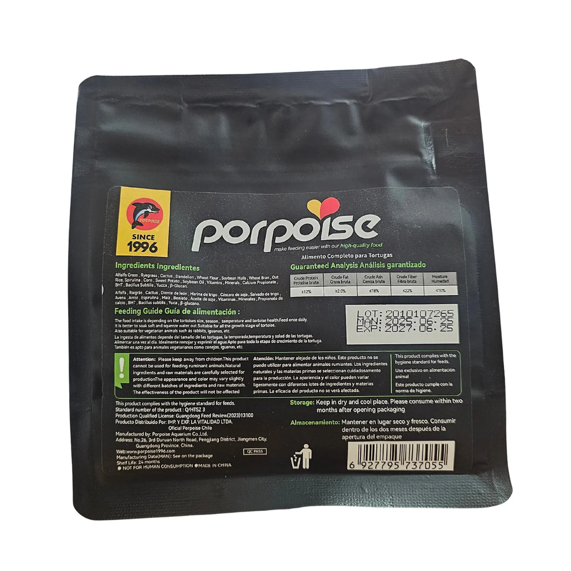 Alimento tortuga de tierra 150 gramos Poropoise 2
