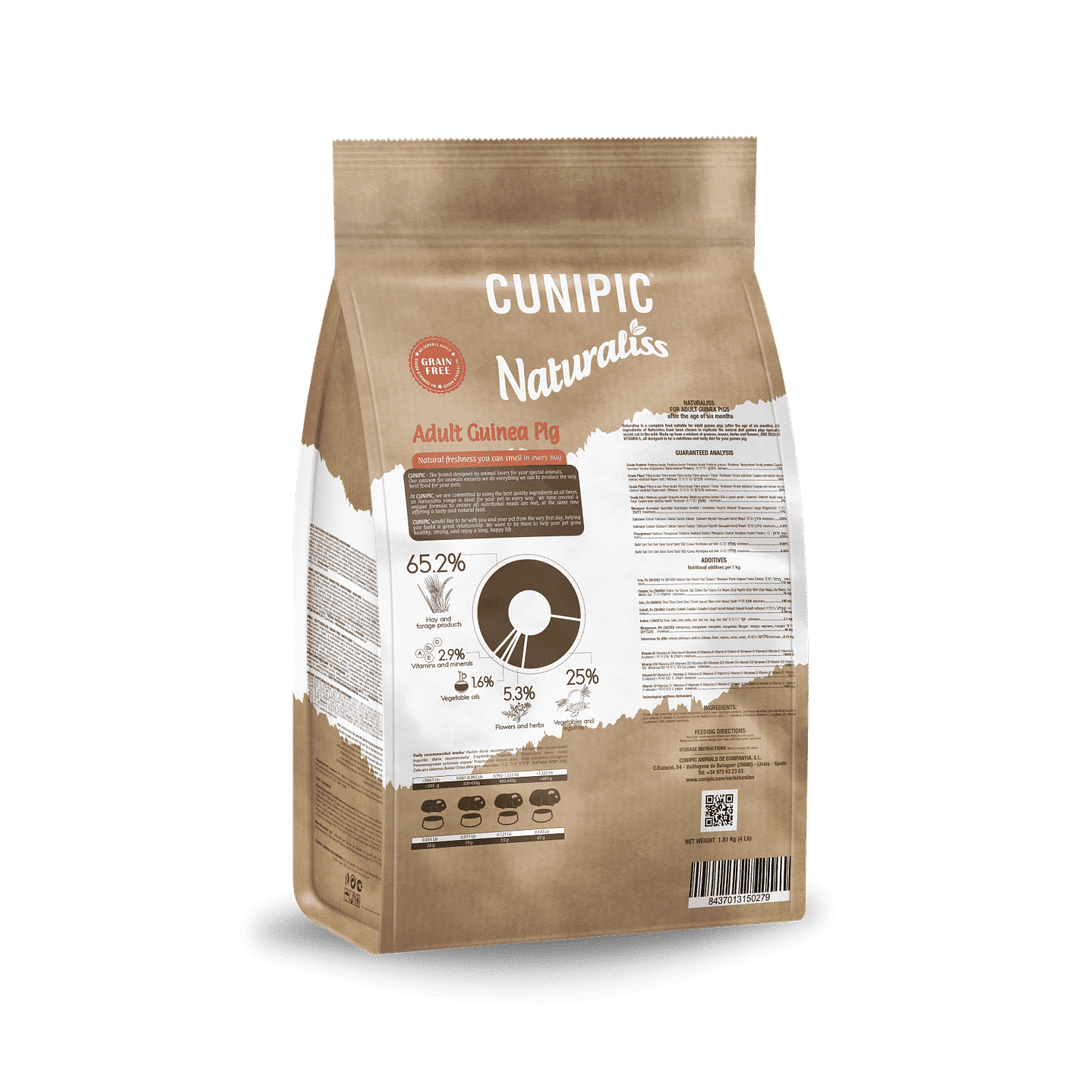 CUNIPIC NATURALISS GRAIN FREE COBAYA ADULTA 1,81 KG 2