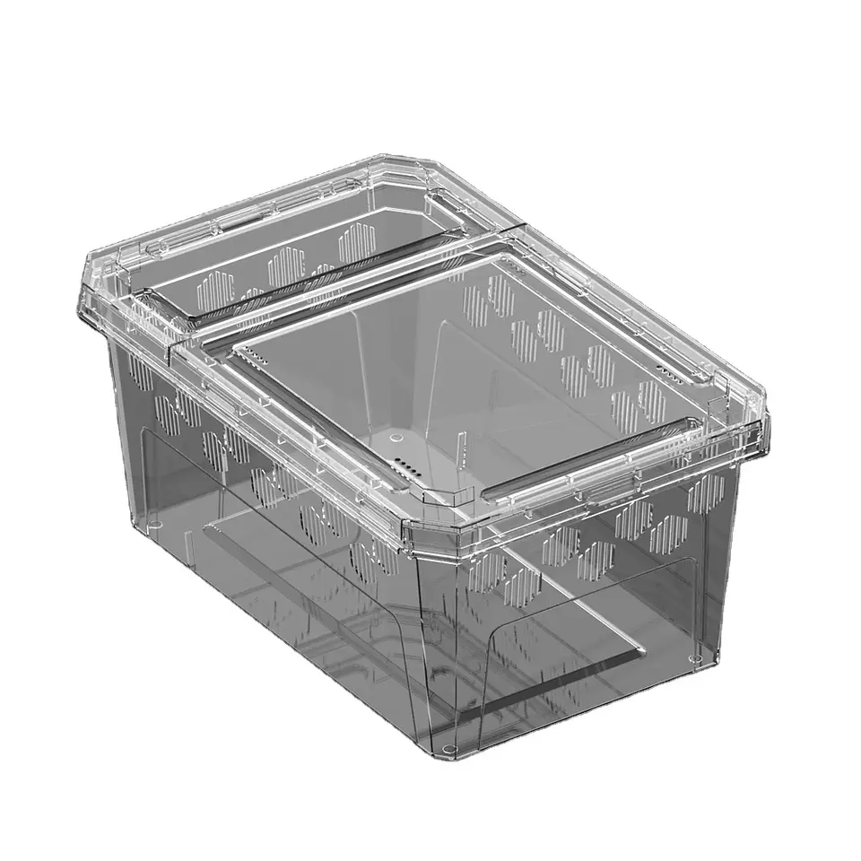 Caja de cría para reptiles transparente y apilable 1