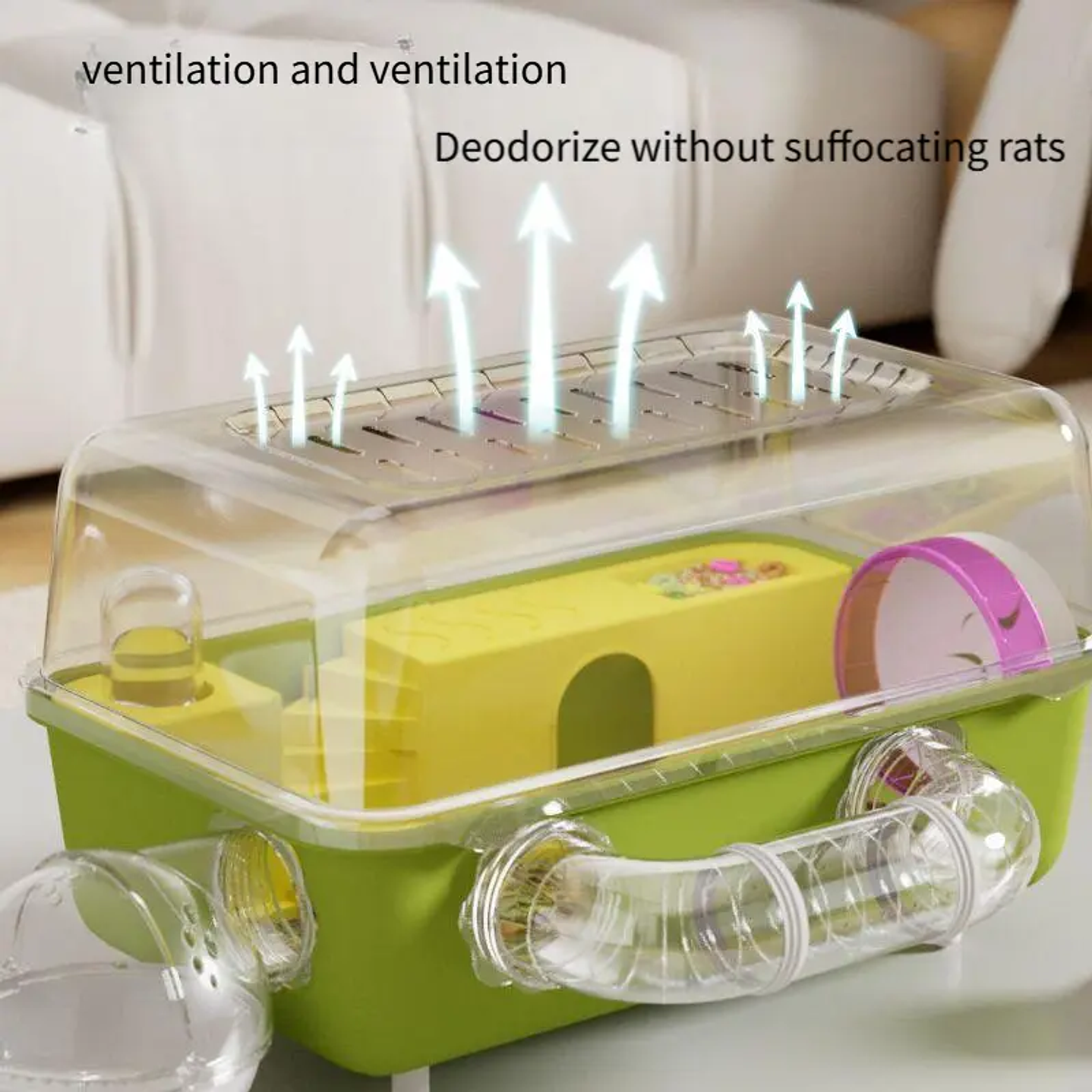 Jaula De Hamster 49x30x23cm Con Bebedero Y Rueda Rosa 2