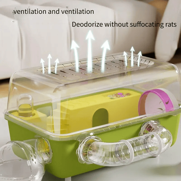 Jaula De Hamster 49x30x23cm Con Bebedero Y Rueda Rosa 2