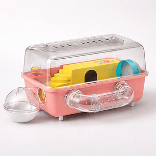 Jaula De Hamster 49x30x23cm Con Bebedero Y Rueda Rosa