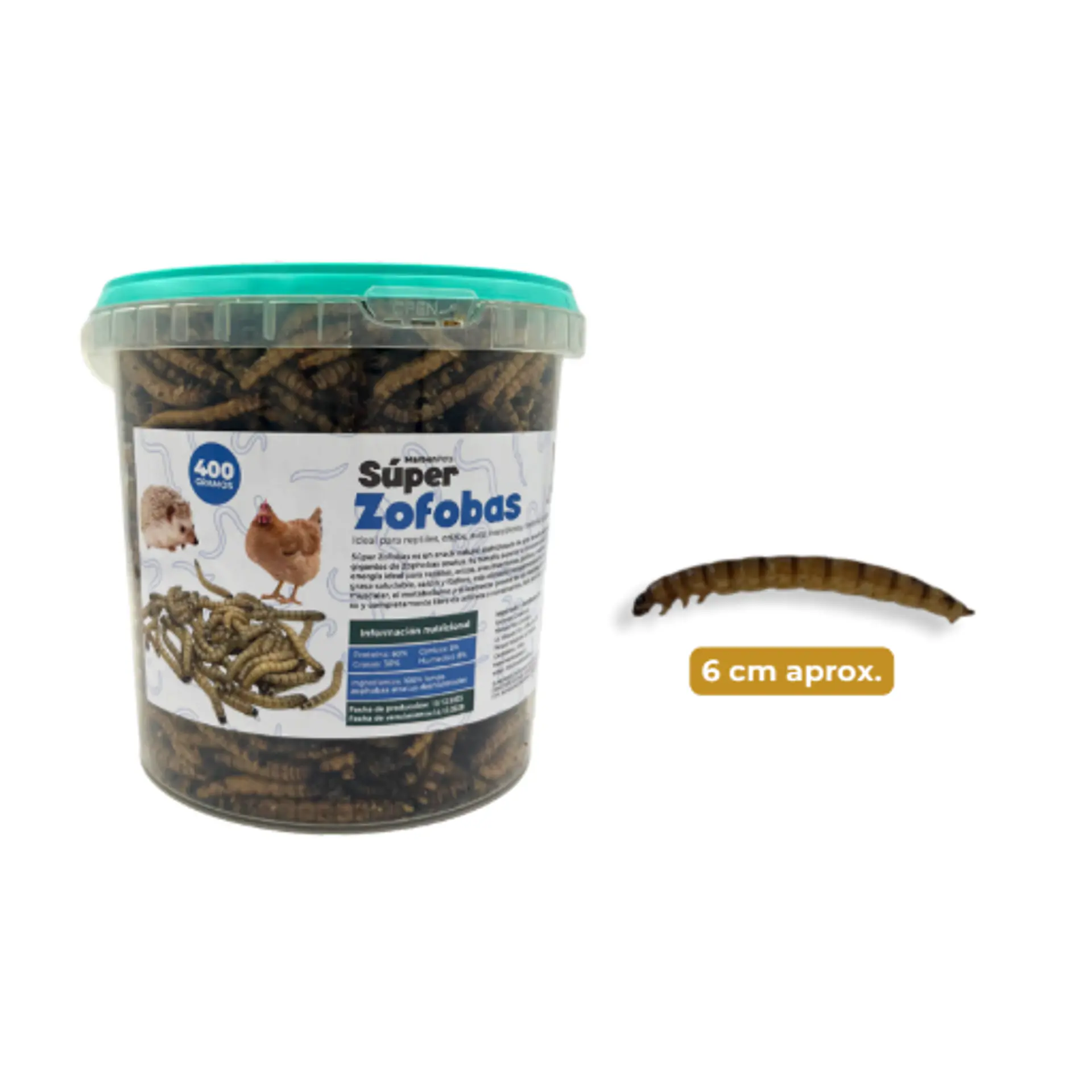 Zophobas Deshidratadas 400 gramos 1