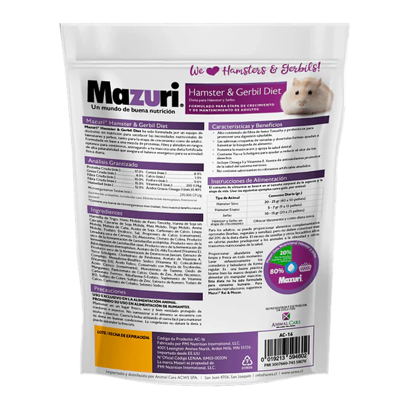 Mazuri Hamsters y Jerbos 350 gramos 2