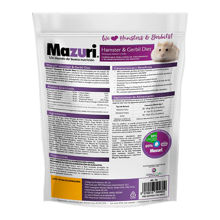 Mazuri Hamsters y Jerbos 350 gramos 2