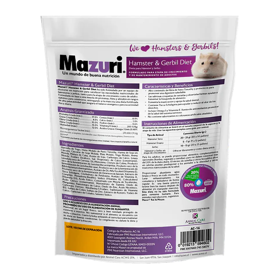 Mazuri Hamsters y Jerbos 350 gramos 2